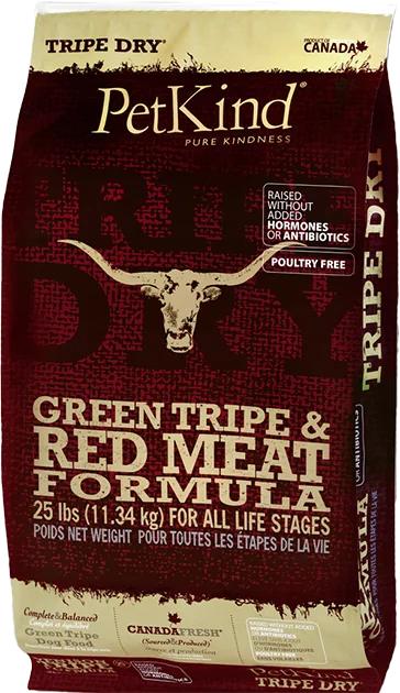PetKind Green Tripe & Red Meat – מזון יבש לכלבים ללא דגנים 11.3 ק״ג