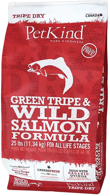 PetKind Green Tripe & Wild Salmon – מזון יבש לכלבים ללא דגנים 11.3 ק״ג