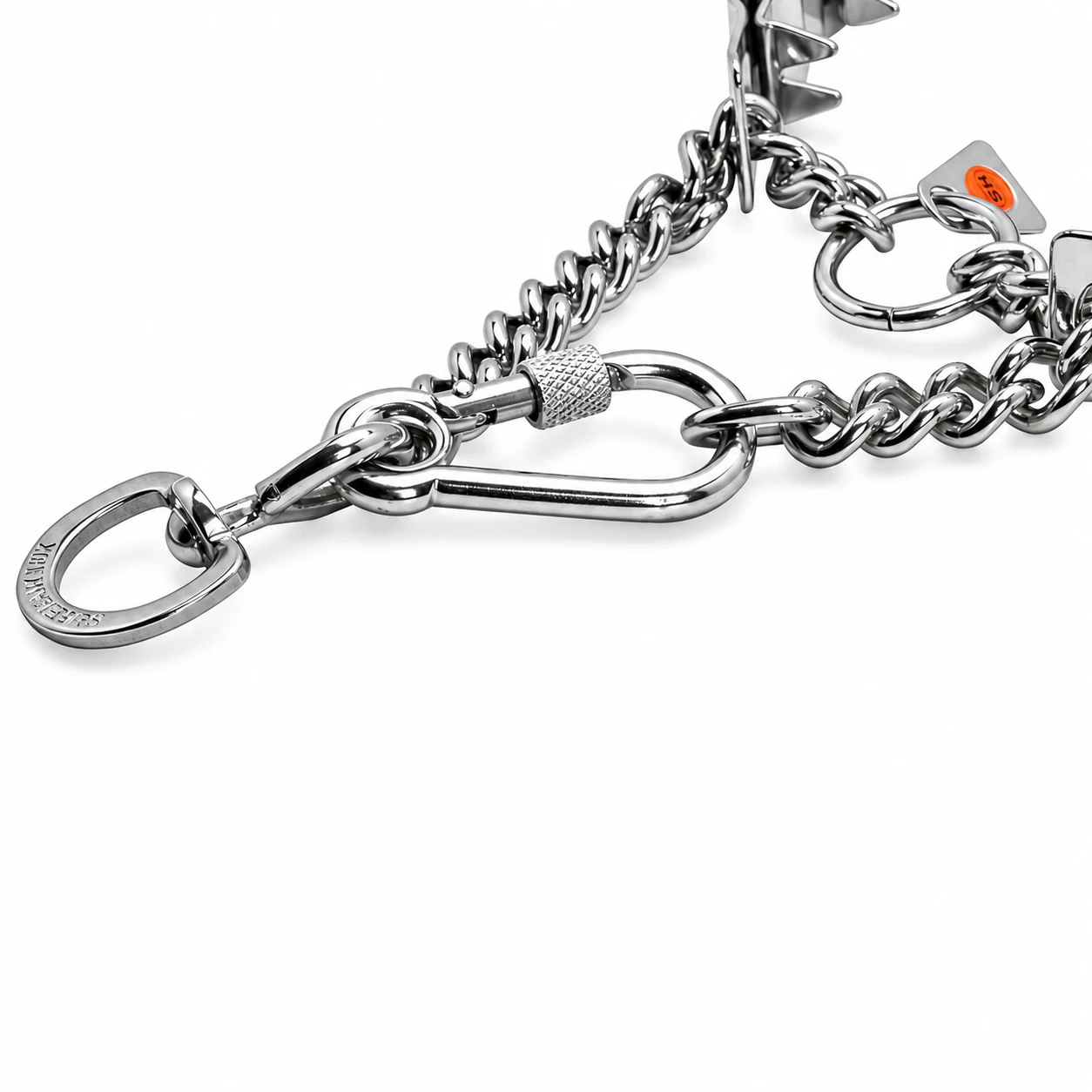 שרשרת פעולה, סביבל וקרבינה בקולר Neck-Tech Sport מנירוסטה