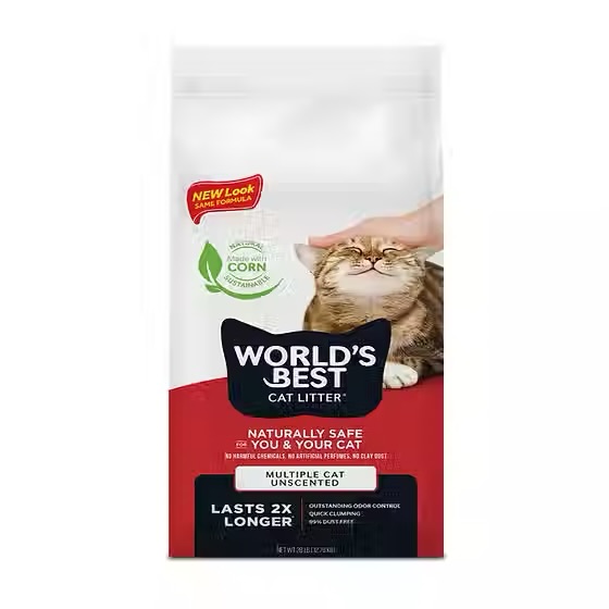 World's Best Multiple Cat Unscented – מצע אורגני מתגבש לחתולים ללא ריח - תמונה 1