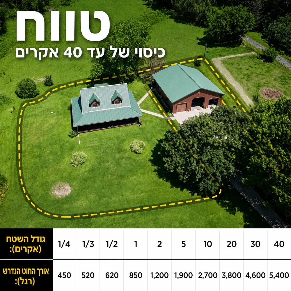 תרשים שטח הכיסוי של מערכת הגדר האלקטרונית Dogtra EF-3500