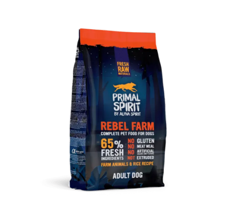 Primal Spirit Rebel Farm – חיות משק ואורז 1 ק״ג – אוכל לגורי כלבים מבית FASS-K9