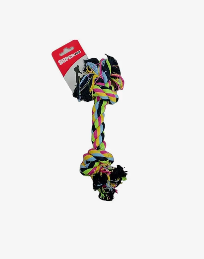 צעצוע חבל לעיסה עם קשרים – Super Pets Bite Rope Double Knot – צעצועים לכלבים מבית FASS-K9